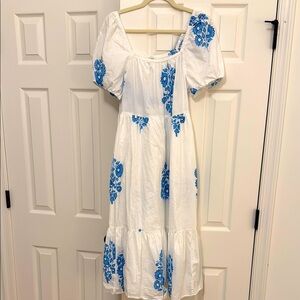 J.Crew White and Blue Floral Dress